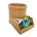 Round hemp bioplastic business card and pencil holder