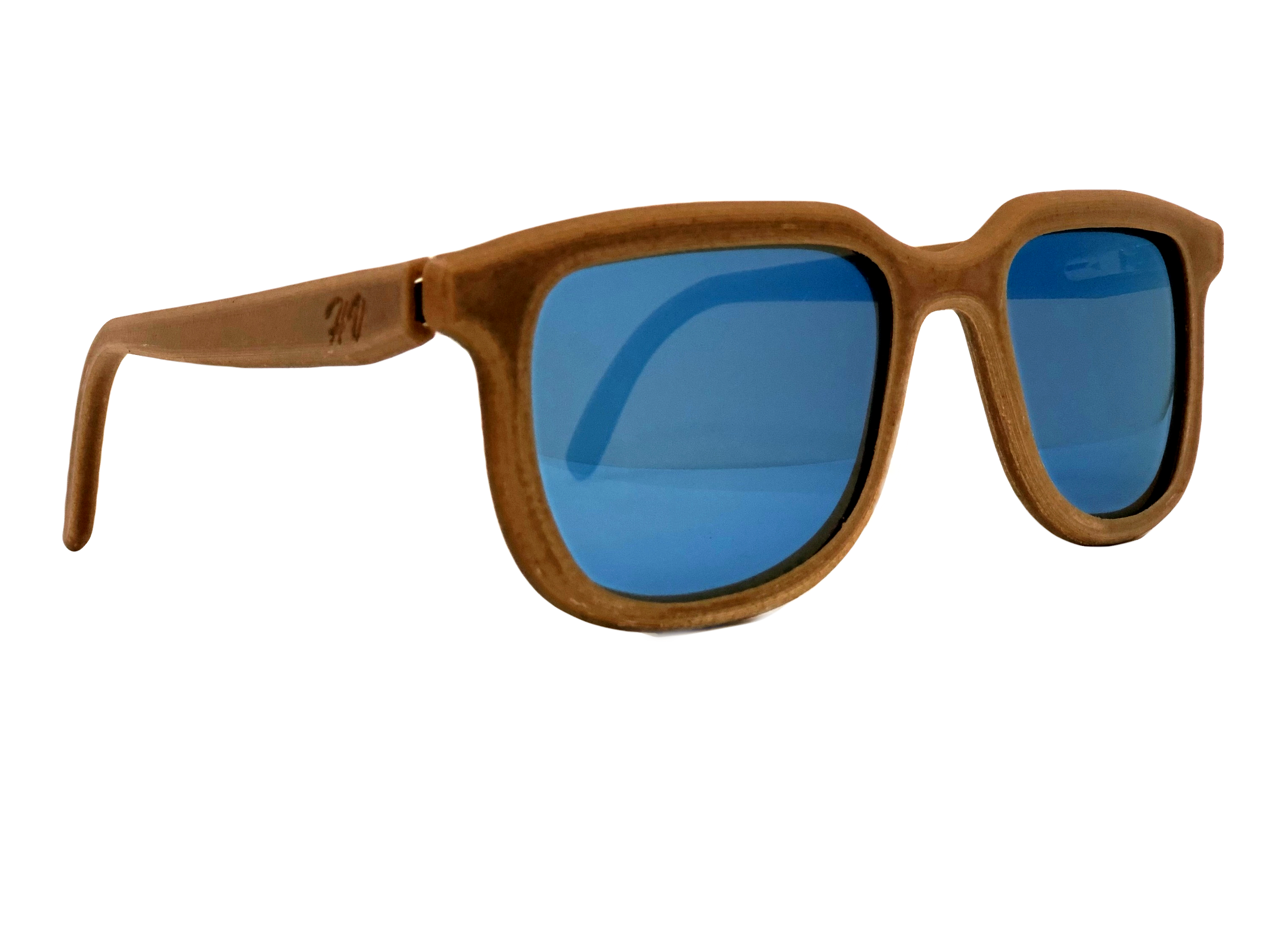Iris hemp sunglasses with Cerulean Blue mirrored lenses