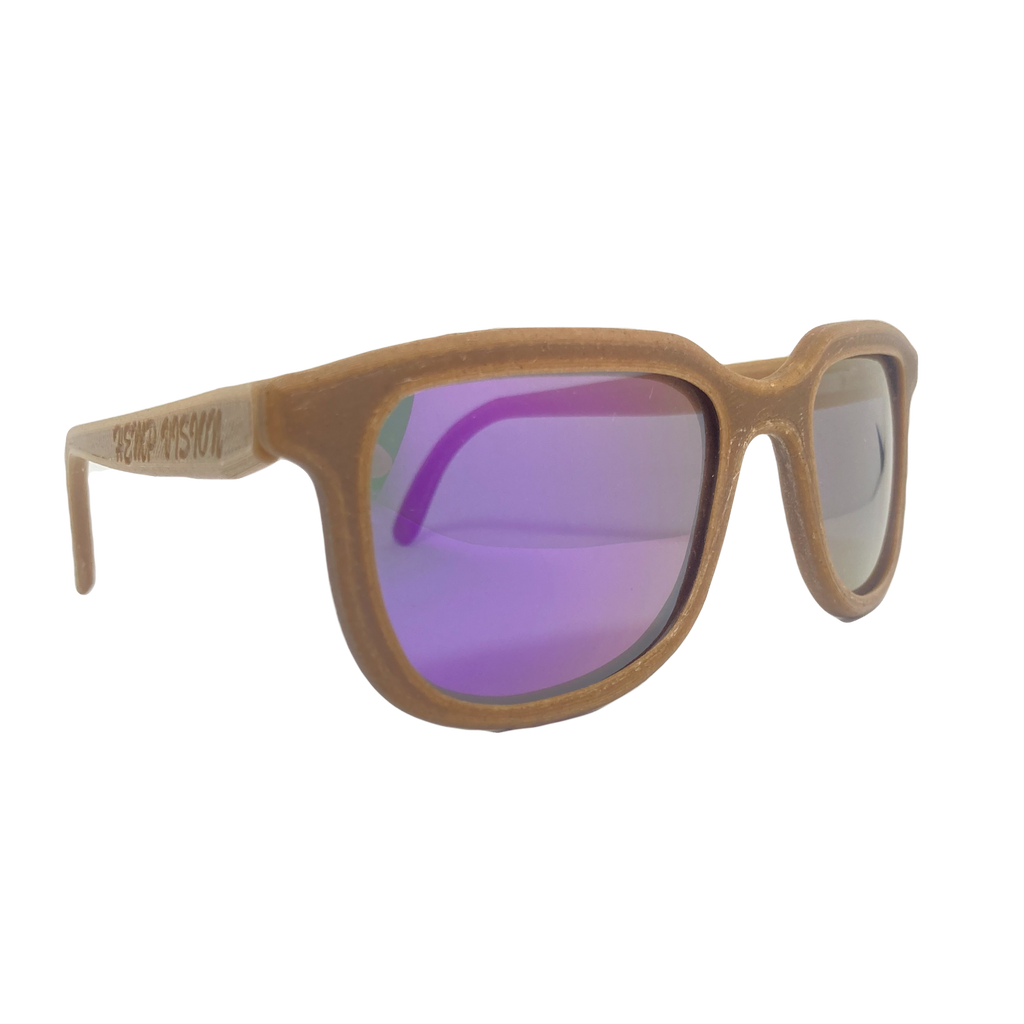 Iris hemp sunglasses with Purple Haze mirrored lenses