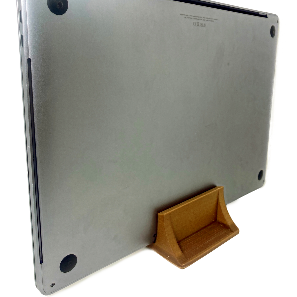 Hemp bioplastic MacBook stand, alternate view