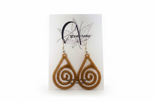 Air hemp earrings on a HempVision card, open spiral design